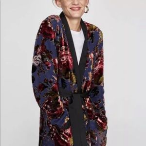 Zara Velvet Kimono Long Sleeve Lined Belted Small